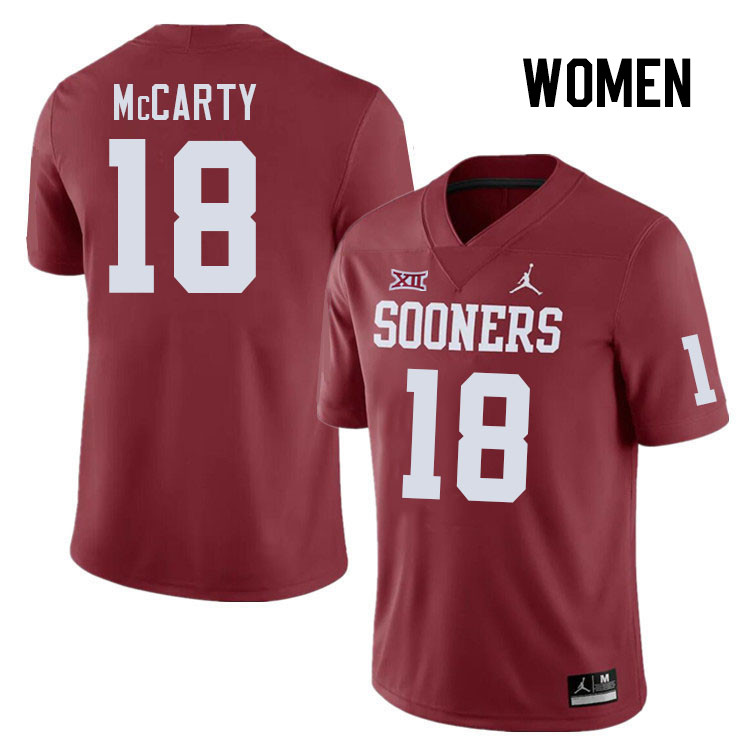 Women #18 Erik McCarty Oklahoma Sooners College Football Jerseys Stitched-Crimson